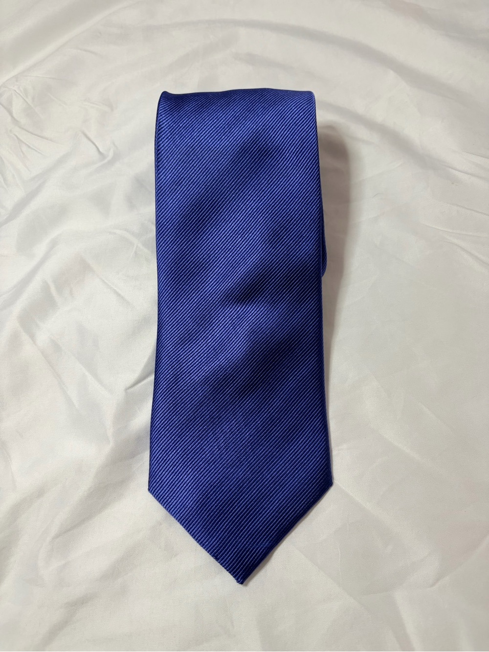 Classic Men's Solid Blue Tie - Sleek Diagonal Texture